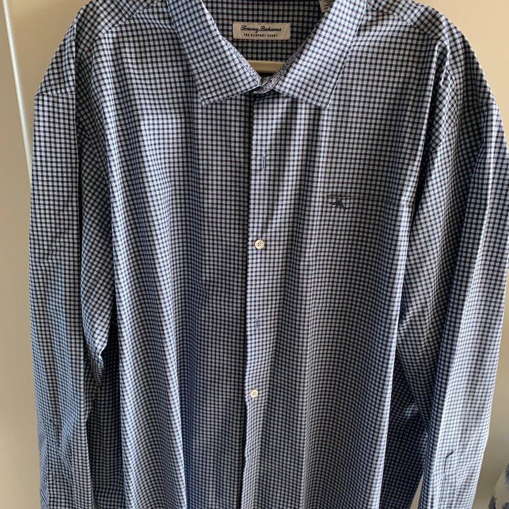 Tommy Bahama Blue Plaid Long Sleeve Button Up Shirt